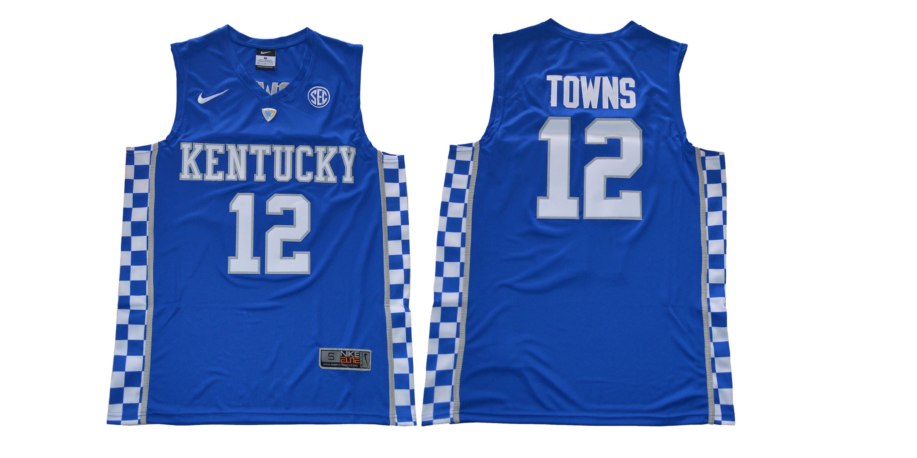 Men Kentucky Wildcats #12 Towns Blue NBA NCAA Jerseys->ncaa teams->NCAA Jersey